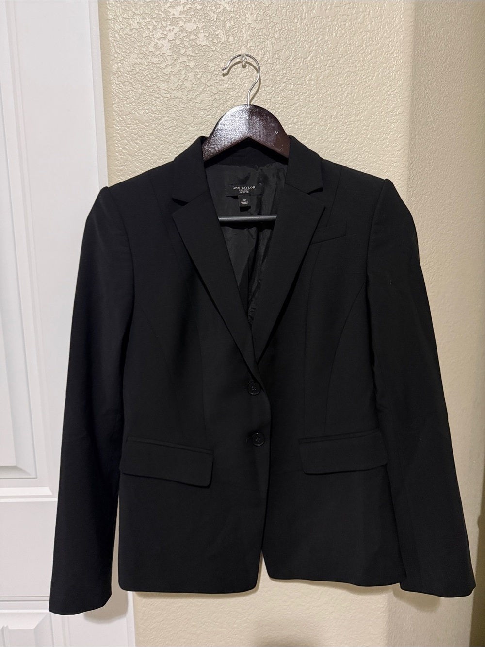 Ann Taylor Black Two-Button Notch Lapel Blazer